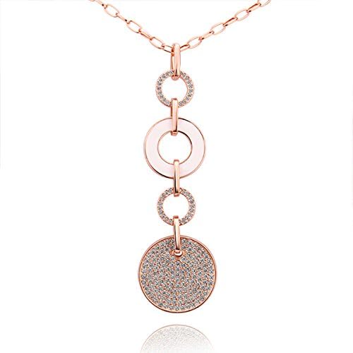 Genuine Rose Jewelry 18k Rose Gold Plated Crystal Disc Circle Pendant Adjustable Necklace