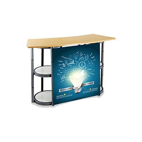 Quick Installation 55.1"Round Portable Aluminum Spiral Tower Portable Counter Display Stand Trade Show Podium Table Exhibition Counter Stand with Display Banner (White, Stand Only) - Thumbnail 4