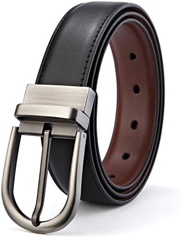 Alderman Men Belt Genuine Leather Reversible Belt for Men 1.25" Trim to Fit.