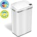 iTouchless 15 Liter / 4 Gal Sensor Bathroom Trash Can with Lid and AbsorbX Odor Filter, White Stainless Steel Small Waste Basket, Includes Air Freshener Fragrance Pack, Home Office Bedroom Livingroom