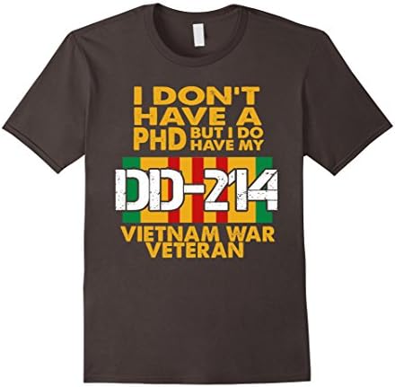 Men's Vietnam Veteran T Shirt - Vietnam Veteran No PhD But DD-214 XL Asphalt