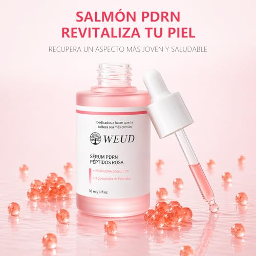 WEUD Serum Coreano Original, Serum Facial con Salmon DNA PDRN, Multi Péptido, Niacinamida, Cuidado Antiedad y Reparador, Reafirman, Ilumina la Pie, Suero PDRN para Todo Tipo de Piel (30ML)