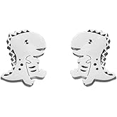 Cute Dinosaur Tiny Stud Earrings for Women Cartilage Stainless Steel Dragon Animal Cartoon Studs Earring Fashion Birthday Jewelry Gifts
