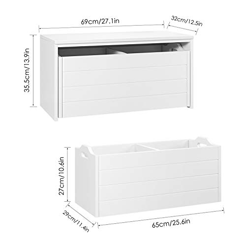 HOMECHO Kid’s Toy Chest, Wood Storage Chest Seat Bench, Modern Toy Box with Wheel and