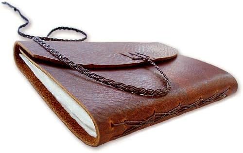 Rustic Italian Leather Journal or Sketchbook 5w x 6-1/2h x 80 pages in soft Cognac brown Italian tanned leather. Made in USA.