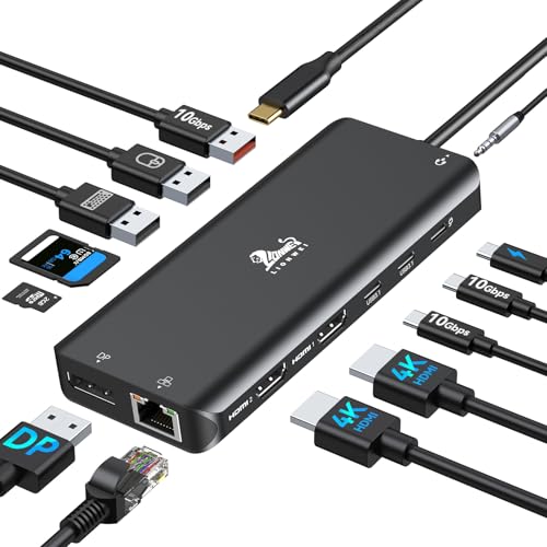 USB C Docking Station Dual Monitor 13 in 1 Dockingstation Laptop 2 Monitor