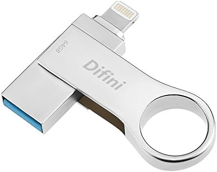 IOS Flash Drive, USB Flash Drive for iPhone 64 GB Memory Stick with Lightning Adapter, Apple Thumb Drive for iPhone X/iPad/iPod/Mac/PC/iOS