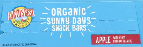 EARTH’S BEST ORGANIC SUNNY DAYS SNACK BARS FOR TODDLERS 2 YEARS OLD AND UP, APPLE FLAVORED WITH OTHER NATURAL FLAVORS, 7 CT