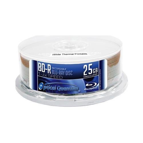 OPTICAL QUANTUM OQBDR04WTP 25GB 4XBD-R WHITE THERMAL HUB PRINTABLE 25PK