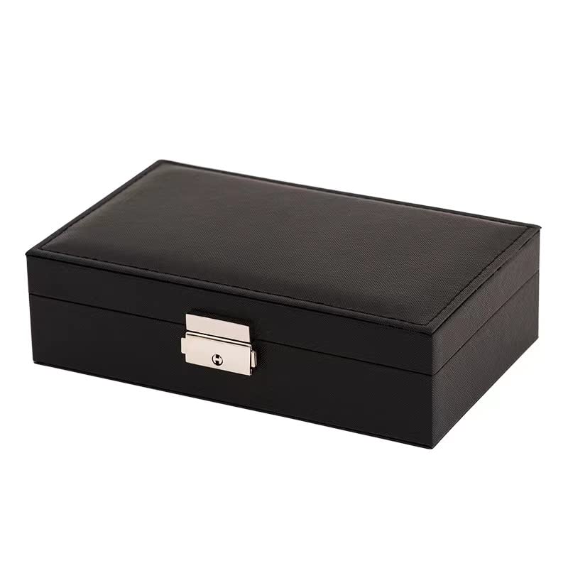 Jewellery Box Organiser for Necklace Earrings Bracelets Rings Accessories Leather for Women Girls Teens Jewelry (Black)