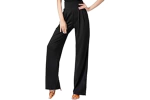 Qsuccua New Thin Latin Dance Pants Stretch Personality Can Tie Legs Ballroom Dance Long Loose Women's Pants