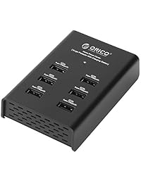 ORICO 48 W 4 puertos USB cargador inteligente para iphone, ipad, Samsung Galaxy, Nexus, HTC, Motorola, LG y más, 6 Port  negro
