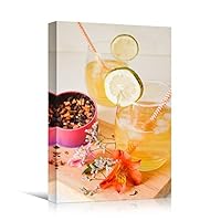 Canvas Wall Art Tea Coffee Drinks Farmhouse/Country Kitchen Multicolor Photography Relax/Calm - 12x18 inches