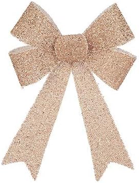 Toyland® 30cm (12") Large Rose Gold Tinsel Effect Christmas Bow Luxury Hanging Indoor Decorations…