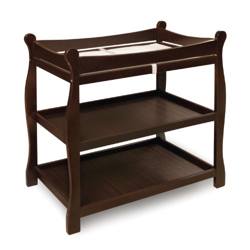 Sleigh Style Open Shelf Baby Changing Table with Pad