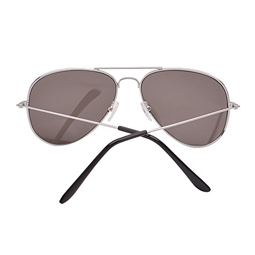 Retro Mirror Aviator Sunglasses Flash Tinted Lens Eyeglasses for Women Men UV400 (Silver/Silver)
