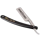Pixnor Classic Steel Straight Edge Salon Barber Shaving Razor Shaver (Black+Silver)