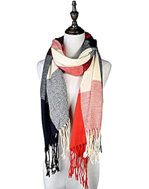 Plaid Blanket Scarf Warm Cozy Tartan Wrap Shawl Winter Scarfs for Women