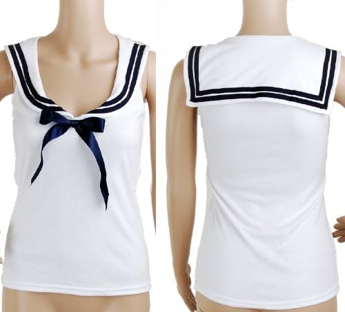 Shirt White Sailor Nautical 50s Pin up Vintage Retro Rockabilly Women's Clothing Top Blouse Xl , X-large