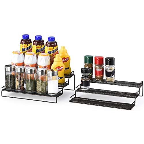 Veesun Expandable Spice Rack Organizer for Cabinet Kitchen Countertop Pantry,Standing Spice Organizer,Adjustable Wide(12.6" to 25"),Bronze.