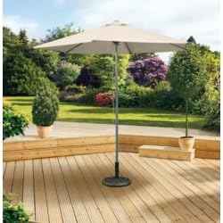 Pagoda 2 5m Aluminium Push Up Parasol Beige Outdoor Garden Patio