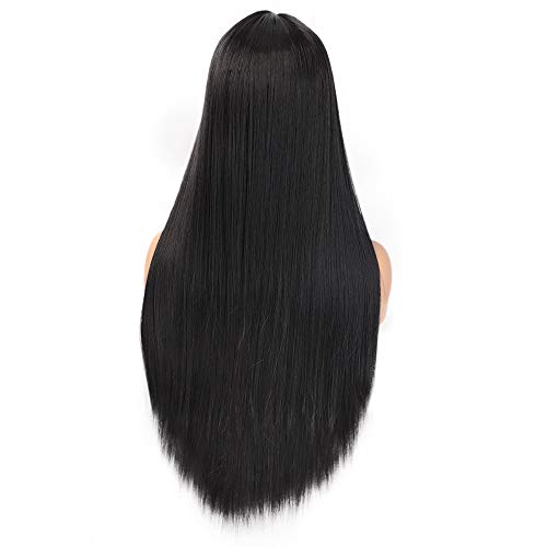 Vigorous 30 Inch Synthetic Straight Long Black Wig Middle Part Wig for Women with Daily Wear Full Wig 30 In Wig.