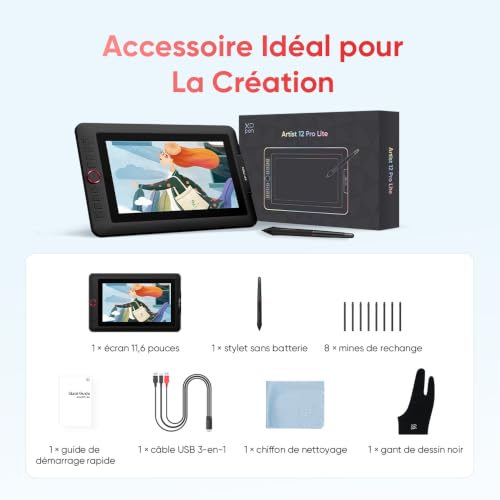 XPPen Artist 12 Pro Lite Graphic Tablet 11.6 Inch Screen 8192 Levels | Anti-Parallax Laminated Screen | 72% NTSC Colors | 8192 Level Stylus | Customizable Wheel | Compatible PC Mac Linux