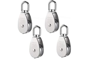 Gearmax 4 Pcs M25 Single Pulley Block,304 Stainless Steel Pulley Roller 360°Swivel Pulley 150 kg Load for Crane Swivel Hook S