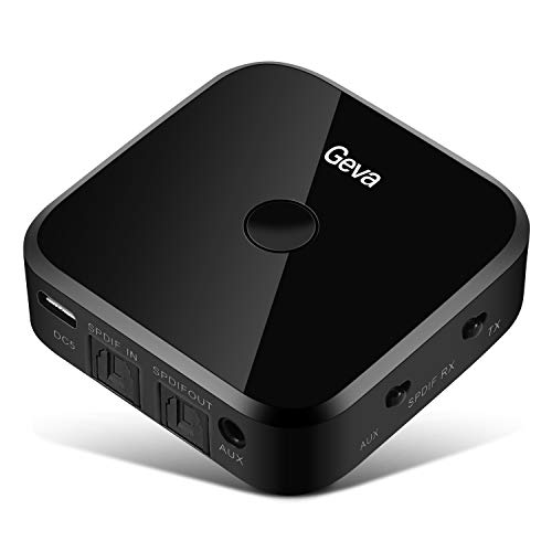 Bluetooth Transmitter Receiver, Geva 2-in-1 Bluetooth Audio Transmitter Stereo Bluetooth Receiver Bluetooth Wireless Audio for TV/Xbox One/MP3/Home Sound System – aptX Low Latency