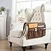 Kotile Couch Sofa Chair Armrest Caddy Organizer with 6 Pockets Faux Linen, Elegant Armchair Caddy Fits Remote Control Organizer, Cell Phone, Glasses, Magazine Holder (Coffee)
