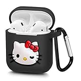Airpods Case, Portable Silicone AirPods Charging Case with Carabiner Compatible with Apple Airpods (Hello Kitty)