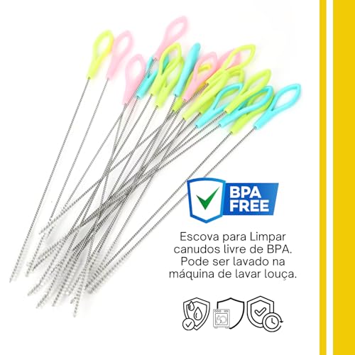 Escova para Canudo, 6 unidades - Escovinha para Limpeza de Canudos Reutilizáveis, Copos com Canudinho e Squeeze