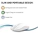 cimetech Rechargeable Wireless Mouse for Laptop, 2.4G Computer Mouse Cordless Optical Mice, Slim Quiet Wireless Mouse with USB Nano Receiver, 5 Adjustable DPI 2400/2000/1600/1200/800 (White&Sliver)