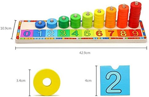 Toys of Wood Oxford Wooden Stacking Rings and Counting Games with 45 Rings Number Blocks- Counting Ring Stacker-Wooden Sorting Counting toy for 3 years old Kids Maths Learning Montessori Materials - Image 3