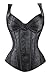 Kimring Women's Gothic Jacquard Shoulder Straps Tank Overbust Corset Bustiers