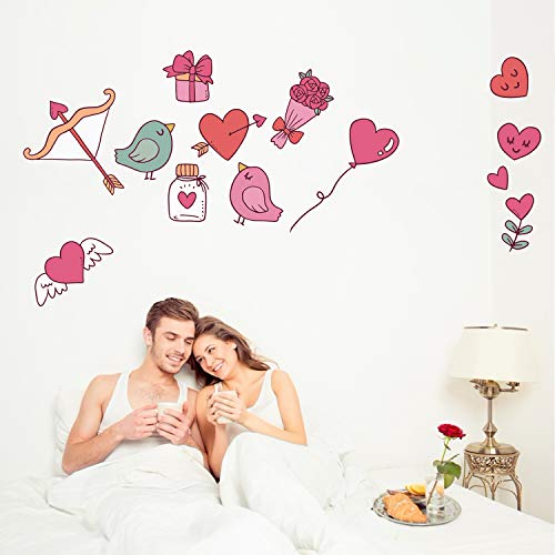 LOCOLO Valentine's Day Window Clings Decorations - Wall Glass Fridge Toilet Pink Removable Vinyl Sticker Decals for Home, Office - Valentines Party, Wedding, Anniversary Decorations, 22×13 Inch
