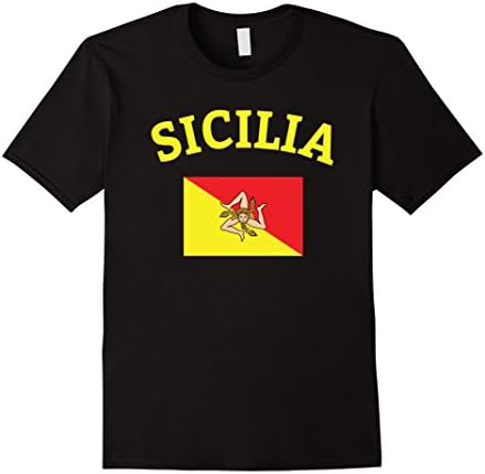 Men's Sicily Sicilia Sicilian Italy Flag T-Shirt Large Black