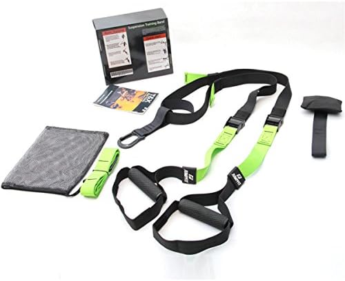 ZHSD Body weight Suspension Strap With Wall Mount Bracket Kits For Home Gym Training Portable Gym - Strength and Resistance Home Gym Training Suspension Workout Basic Kit + Door Anchor (Green)
