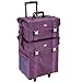 Seya 2 in 1 Professional Makeup Artist Rolling Makeup Train Case Cosmetic Organizer Soft Trolley w/ Storage Drawers & Upgraded Metal Buckles - Purple