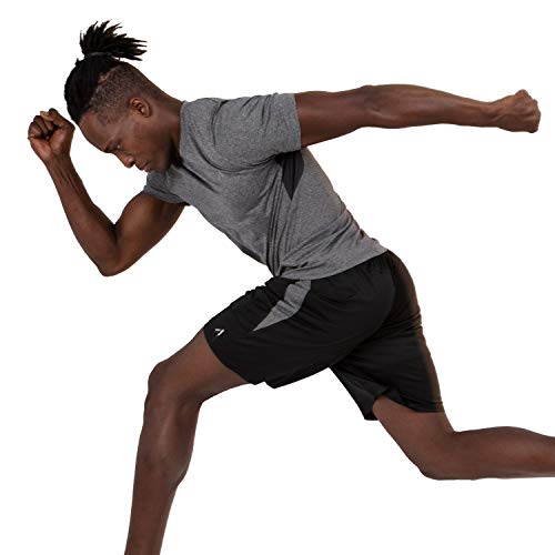 Alive Men's Tee Shirt Active Quick Dry Workout Short Sleeve Shirts (Medium, Obsidian Heather) - Thumbnail 6