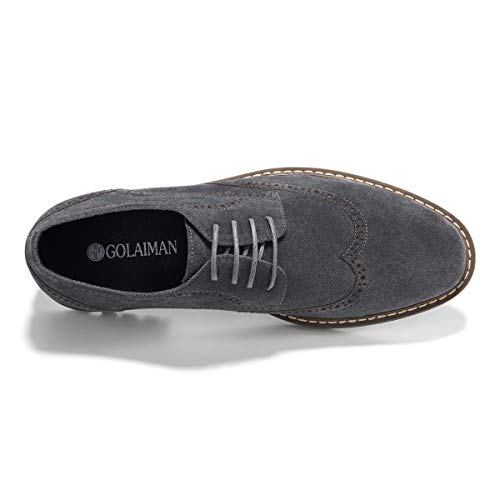 Men's Suede Leather Oxford Shoes Casual Lace up Dress Shoes Grey 8.5