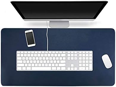 Seenlast Gaming Mouse Pad 31.5" x 15.7" Waterproof Non-Slip PU Leather Office Desk Mat Blotter Home Desk Protector Dual-Sided Writing Mat Large Mousepad(Dark Blue)