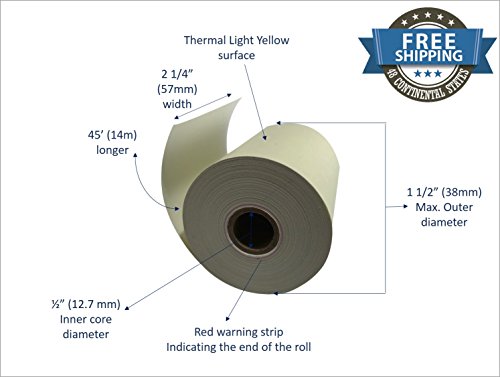 Clover Flex Mini and Mobile 2 1/4 x 45 Thermal Light Yellow Receipt Paper Rolls (10 rolls) - Thumbnail 6