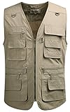 Mrignt Men's Oversize Pockets Travels Sports Vest(Outdoor Coat)(US XL (Asia 4XL),Khaki)