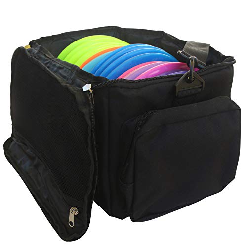 Kestrel Disc Golf Bag | Made from Heavy Duty Canvas | Comfortable & Portable Frisbee Golfing Bag For Beginners to Advanced Players | Fits up to 15+ Discs & Other Golf Equipment | Trendy Design - BLACK