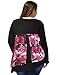 uxcell Women Plus Size Floral Prints Irregular Hem Tiered Tunic Top 2X Black