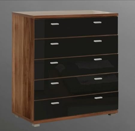 Valencia Chest Of Drawers Black Gloss And Walnut Uk Only Amazon
