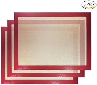 Wilson Naturals Silicone Baking Mat Non-Stick Mat 3-Pack (Food Safe Silicone Mat and Silicone Cookie Sheet for Oven, Breads, Pastry, and More) (3, Red)
