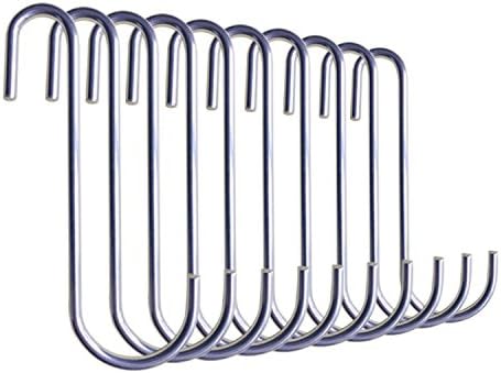 UNENCK Universal Stainless Steel Pot Hooks for Pot Rack, Gardening/Plant/Clothes/Kitchen Hanging Hooks, Set of 20