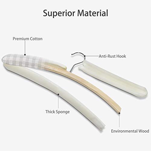 image for GLCON Satin Padded Hangers for Sweaters - Thick Padded Clothes Hangers